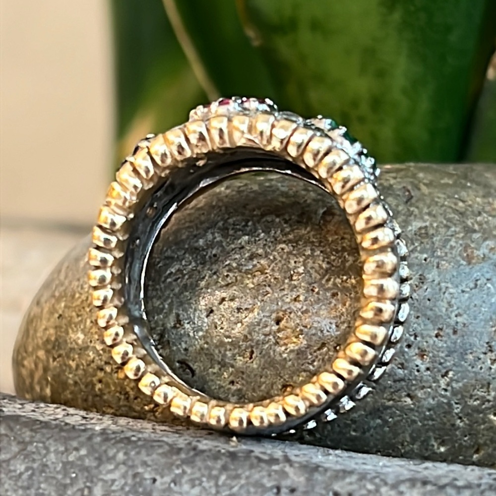14k gold sapphire ruby, an emerald ring - Picture 9 of 13